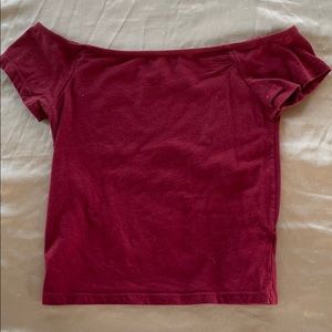 off the shoulder maroon top